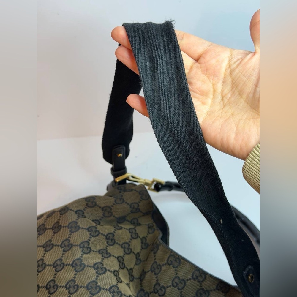 Gucci Bamboo GG Canvas Shoulder Bag in Brown and Black - Picture 8 of 13